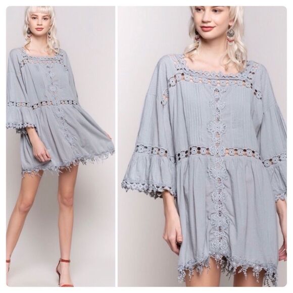 woven Tunic Dress with lace - Picture 14 of 14